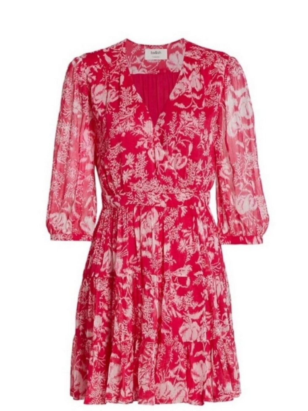 Ba&sh Mini Wrap Dress Ulia Pink Rose Mini Floral Women's Small Romantic Occasion